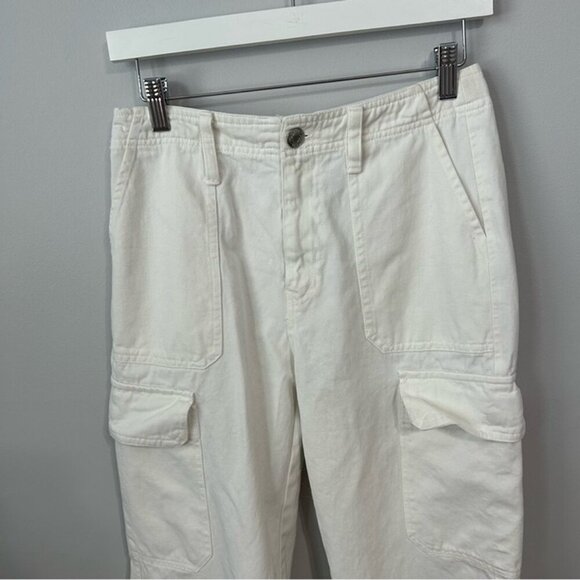 Zara White Wide Leg Baggy Cargo Pants Women’s Size 4 - Picture 3 of 5